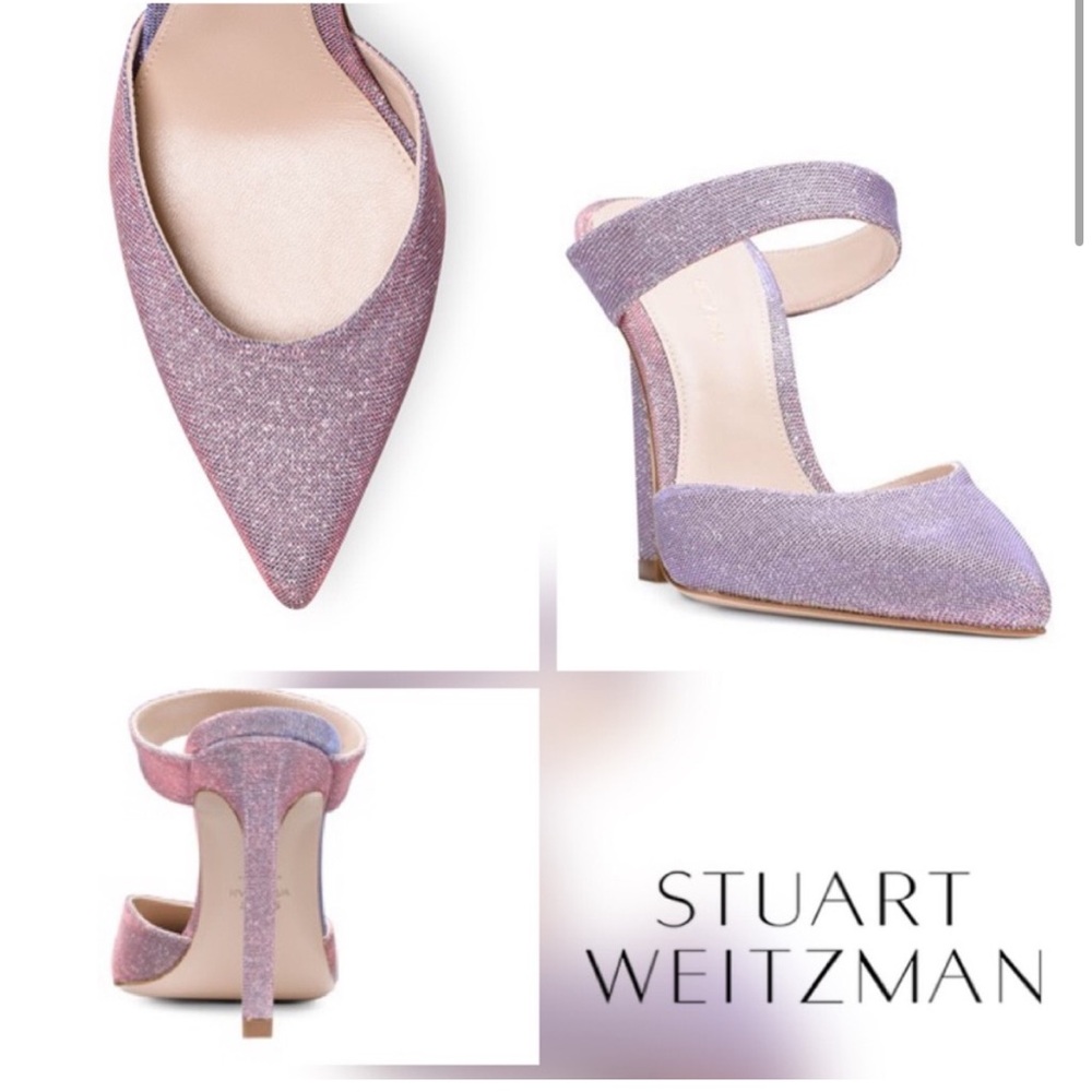 Stuart Weitzman Eventually Mule - 6M Metallic Glitter